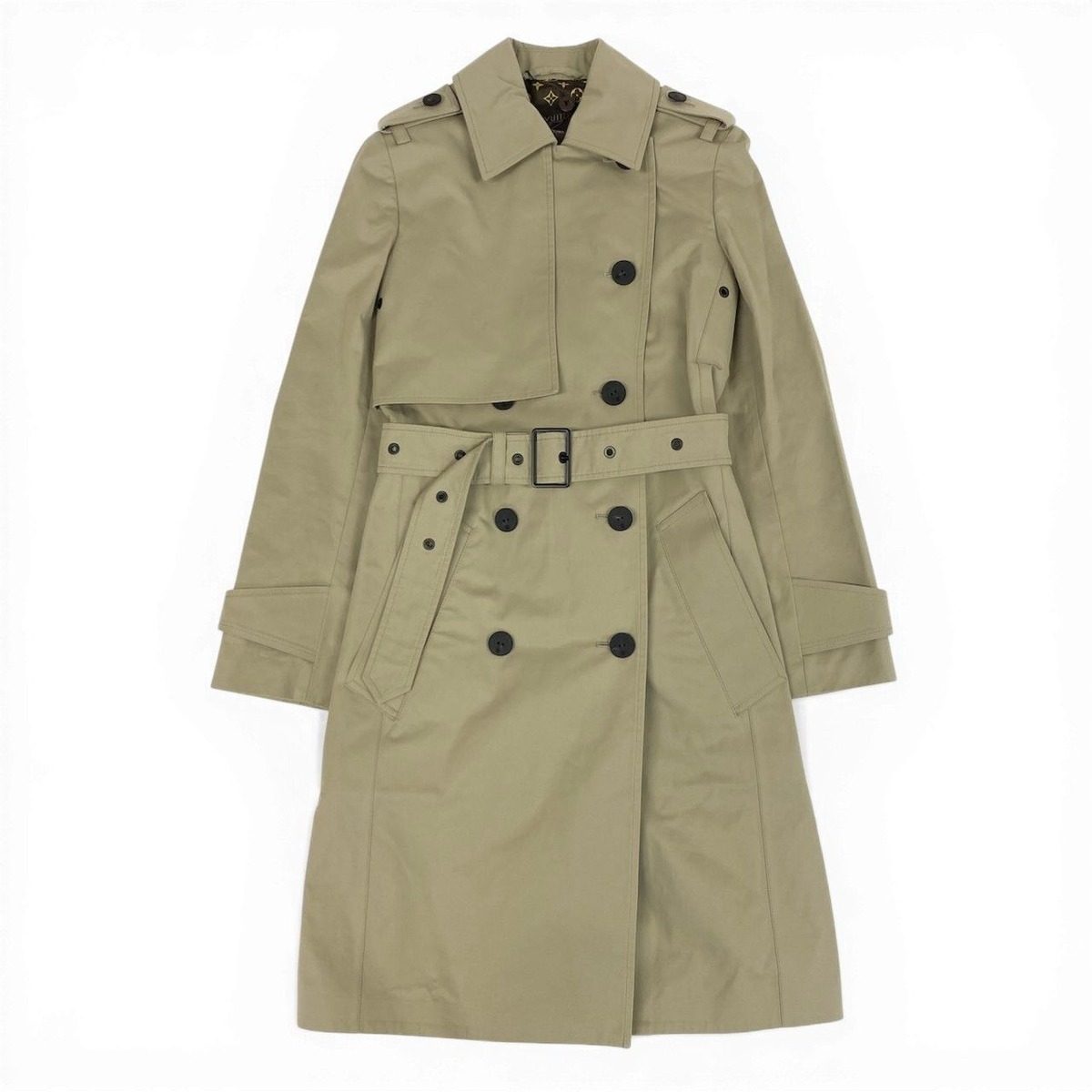 Louis Vuitton Monogram Lining Trench Coat 34 Beige