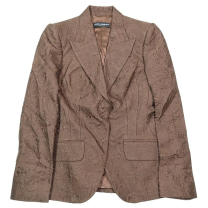 Dolce & Gabbana Rose Jacquard Jacket Black Leather Full Lining All Pattern 42