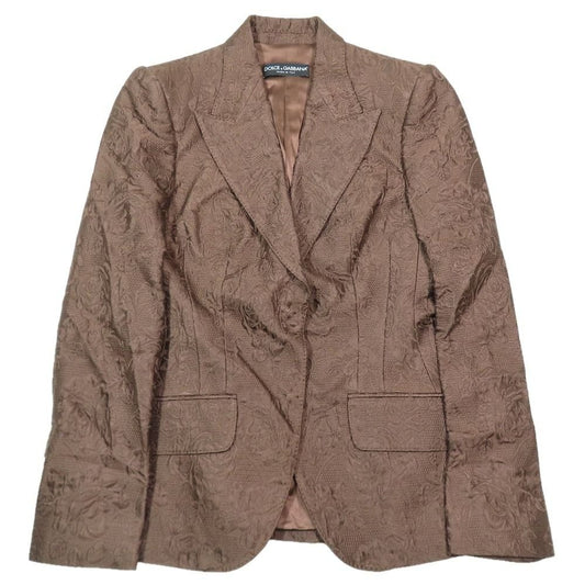 Dolce & Gabbana Rose Jacquard Jacket Black Leather Full Lining All Pattern 42