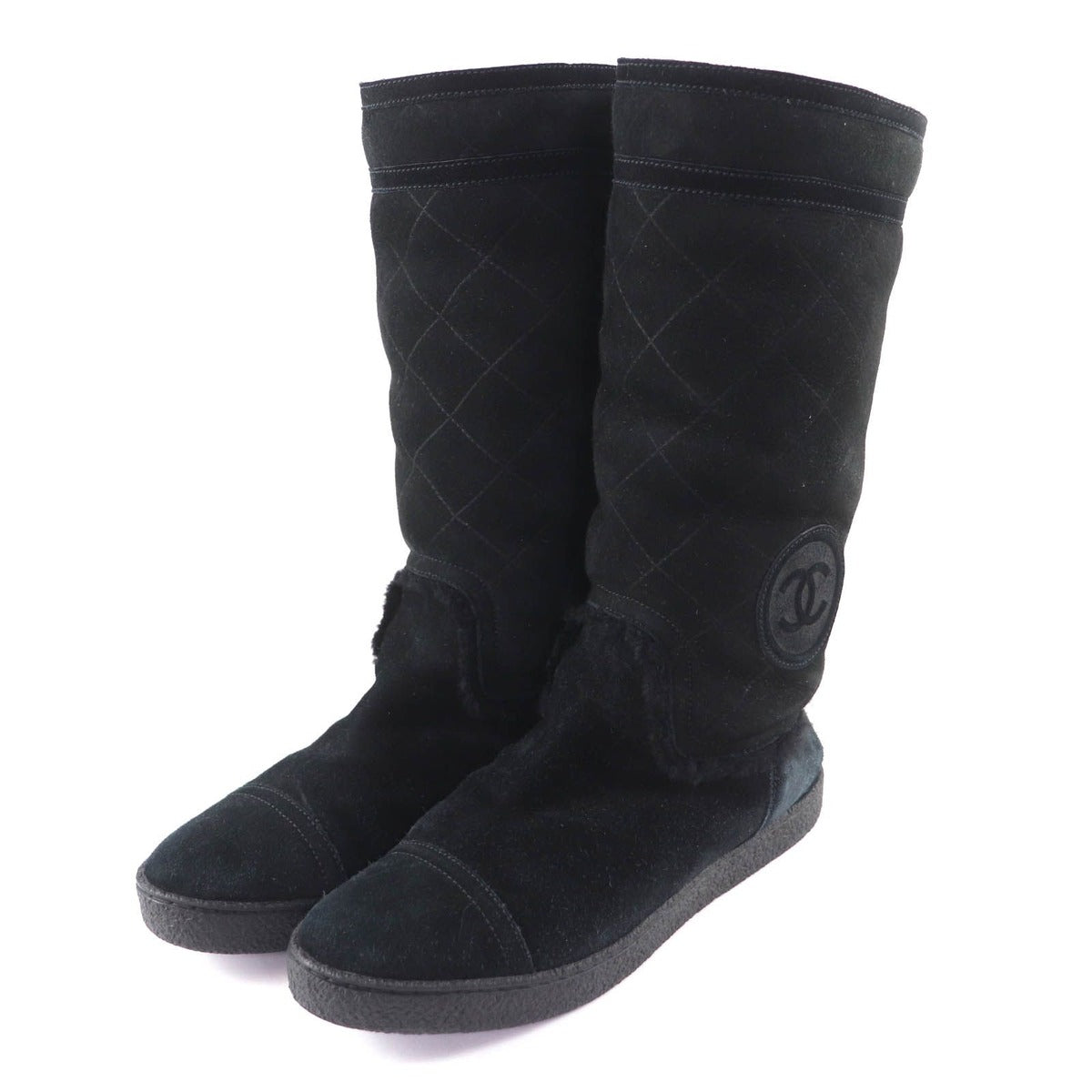 Chanel Coco Premiere Quilted Short Boots Black 38