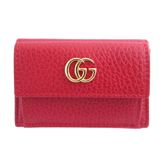 Gucci GG Marmont Compact Wallet Leather Red Bifold 0981
