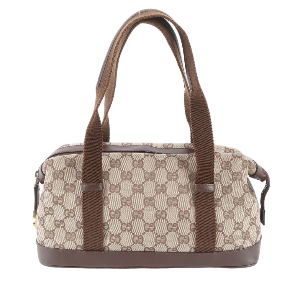 Gucci GG Canvas Leather Shoulder Bag Tote Hand Brown