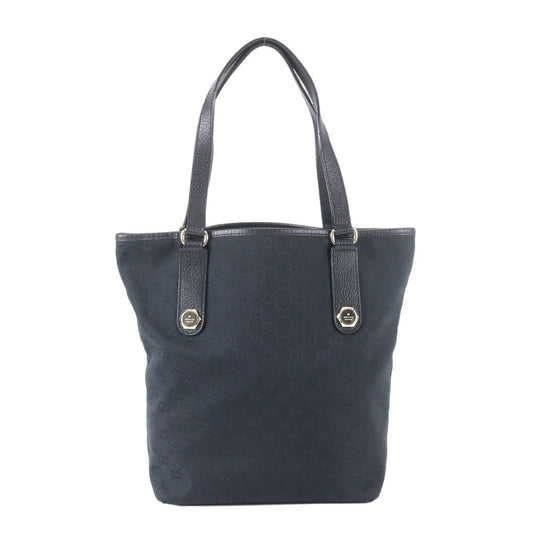 Gucci GG Canvas Leather Tote Shoulder Hand Black