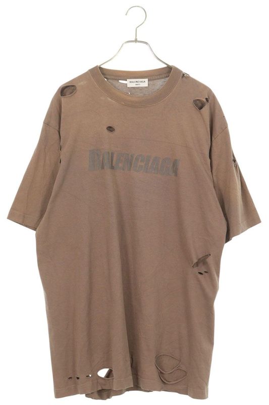 Balenciaga 651795 Tkvb8 Destroyed Logo Print T-shirt Men's XXS