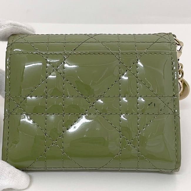 Christian Dior Trifold Wallet Khaki Green Lady Dior