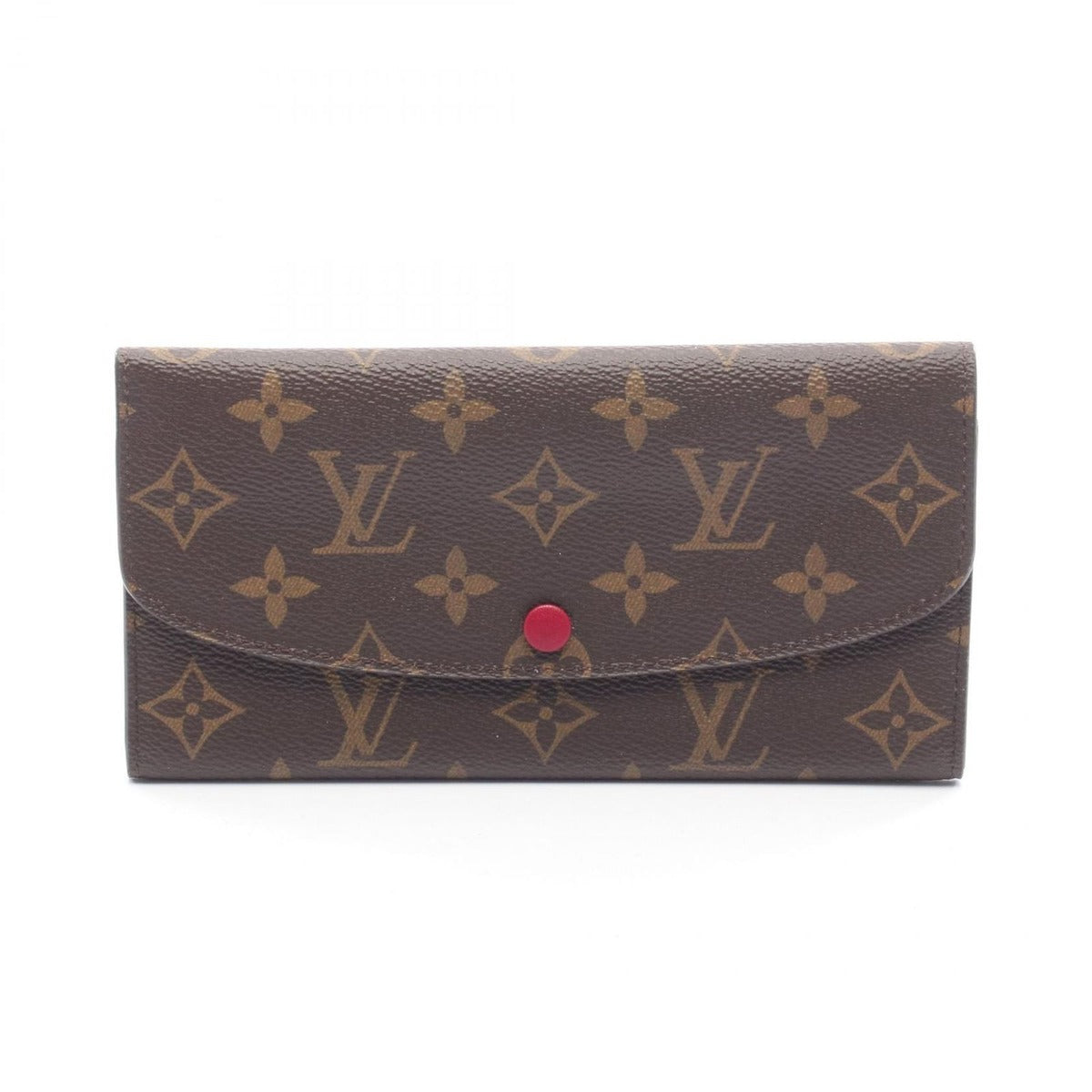 Louis Vuitton Bifold Wallet Portefeuille Emily Fuchsia Leather Brown Pink
