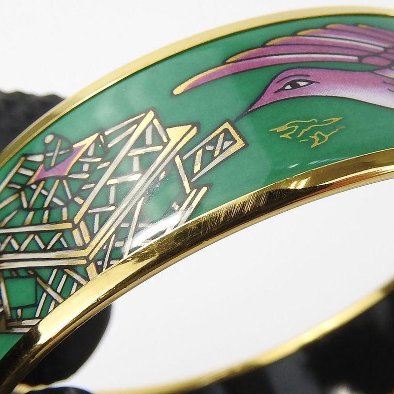 Hermes Bracelet Emile GM Metal Enamel Green Purple Gold Hardware Accessories
