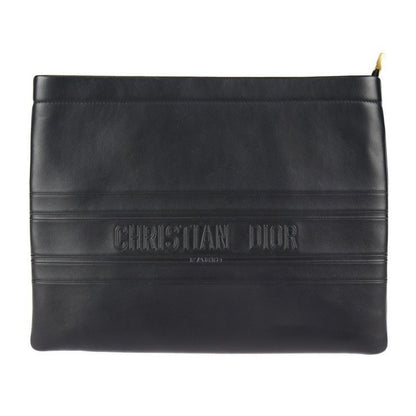 Christian Dior Clutch Bag 19 S5543 Cgsb Leather Black Gold Hardware Pouch