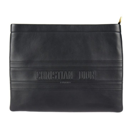Christian Dior Clutch Bag 19 S5543 Cgsb Leather Black Gold Hardware Pouch