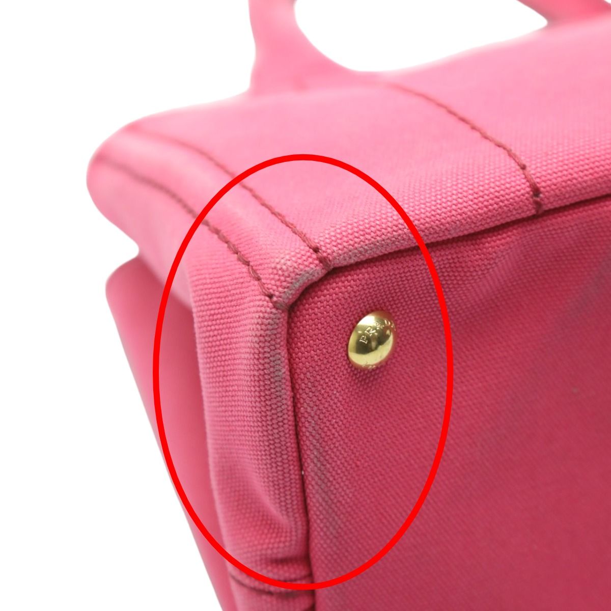 Prada 1 Bg439 Cotton Canvas Tote Bag Canapa Mini Pink