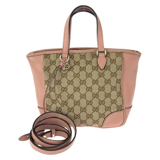 Gucci 2-Way Beige Pink Gold GG Canvas Leather Tote