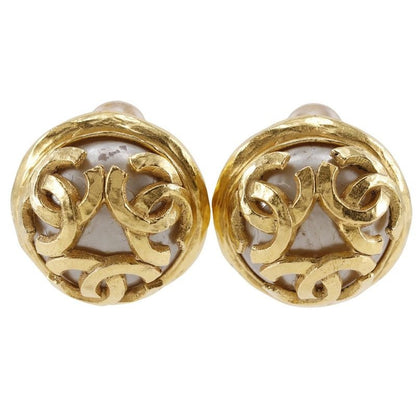 Chanel Triple Coco Mark Vintage Gold Plated and Faux Pearl 94 a 29.4