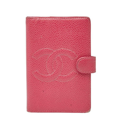 Chanel Coco Mark Notebook Cover 5 Hole Pink Caviar Leather