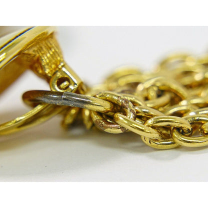 Chanel Logo Tassel Earrings Gold Plated — view 3