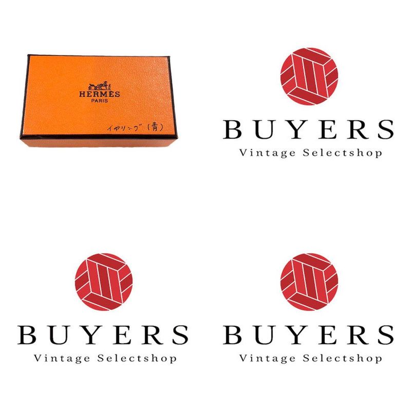 Hermes Earring Emile Blue Gold Cloisonne GP Plating Jewelry Fan Small Fashionabl