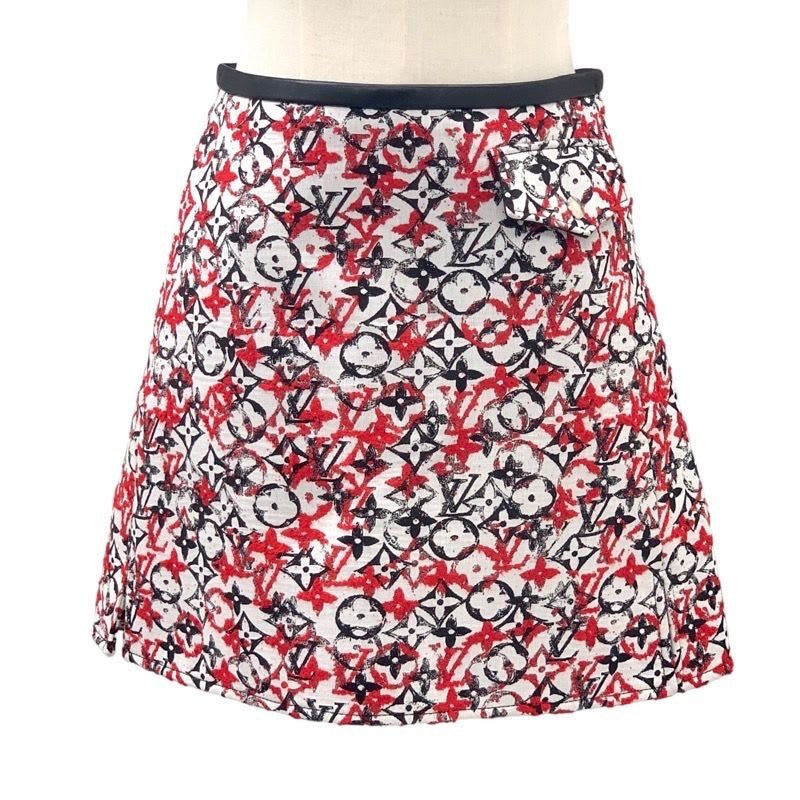 Louis Vuitton Monogram Skirt White Black Red Jacquard