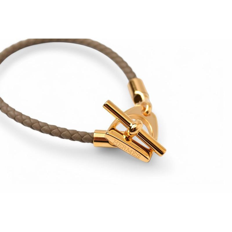 Hermes Bangle Bracelet Glenan Leather Etoop Gold T2 — view 3
