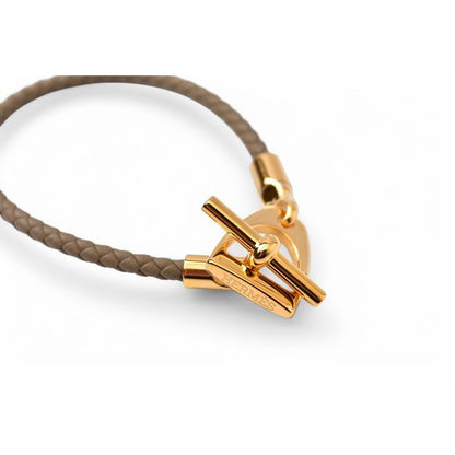 Hermes Bangle Bracelet Glenan Leather Etoop Gold T2 — view 3