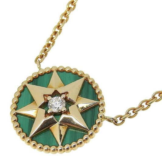 Christian Dior Rose De Vents Medallion Diamond Malachite Necklace 18K Yellow