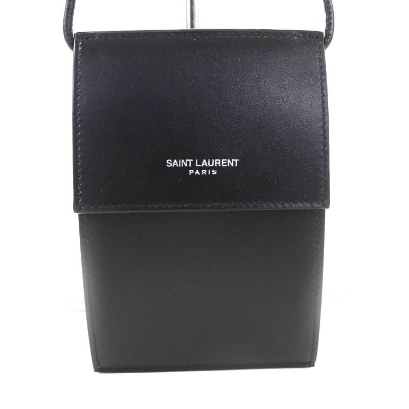 Saint Laurent Paris Leather Shoulder Pouch Bag Black