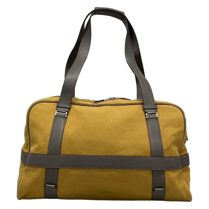 Hermes Boston Bag Arion 50 Light Brown And Dark Gray Silver Hardware Leather