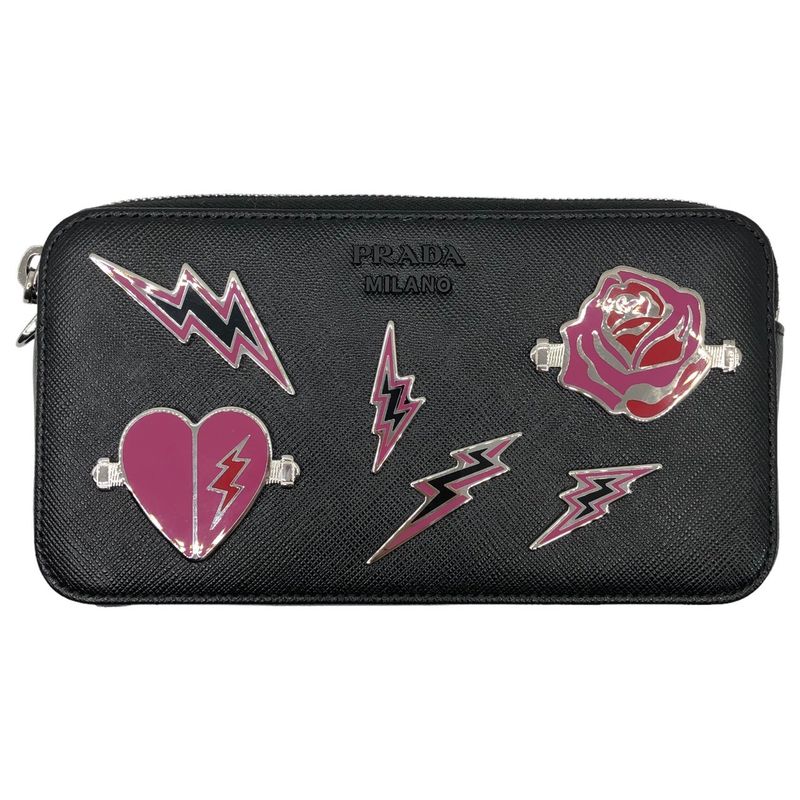 Prada Metal Appliqué Saffiano Chain Shoulder Bag Metal Appliqué Saffiano Chain