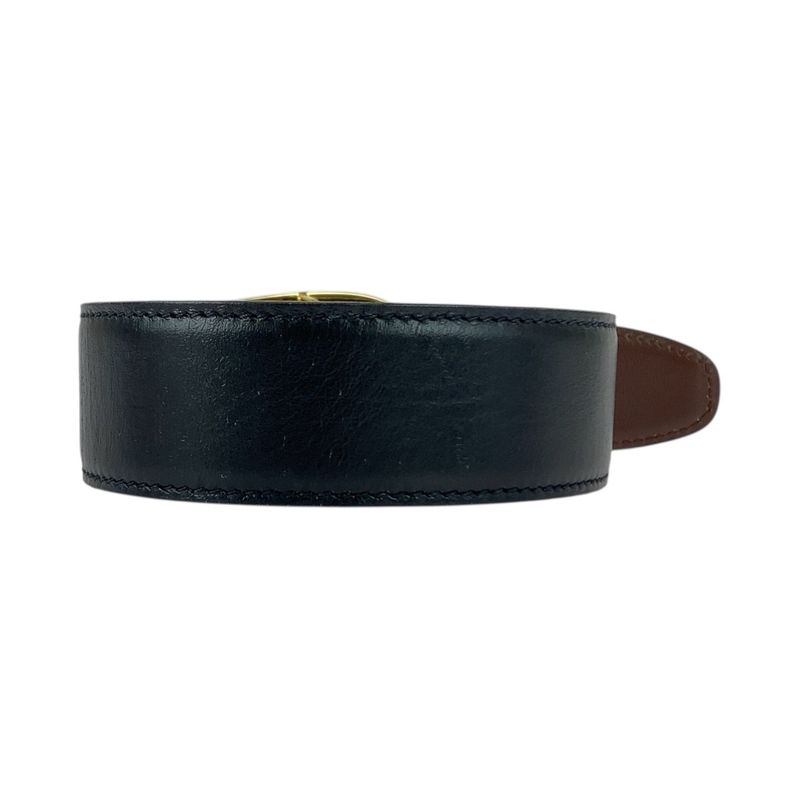 Gucci G Buckle 60cm (2362in)/24" Black Gold Hardware Leather 036 194 0956 Belt