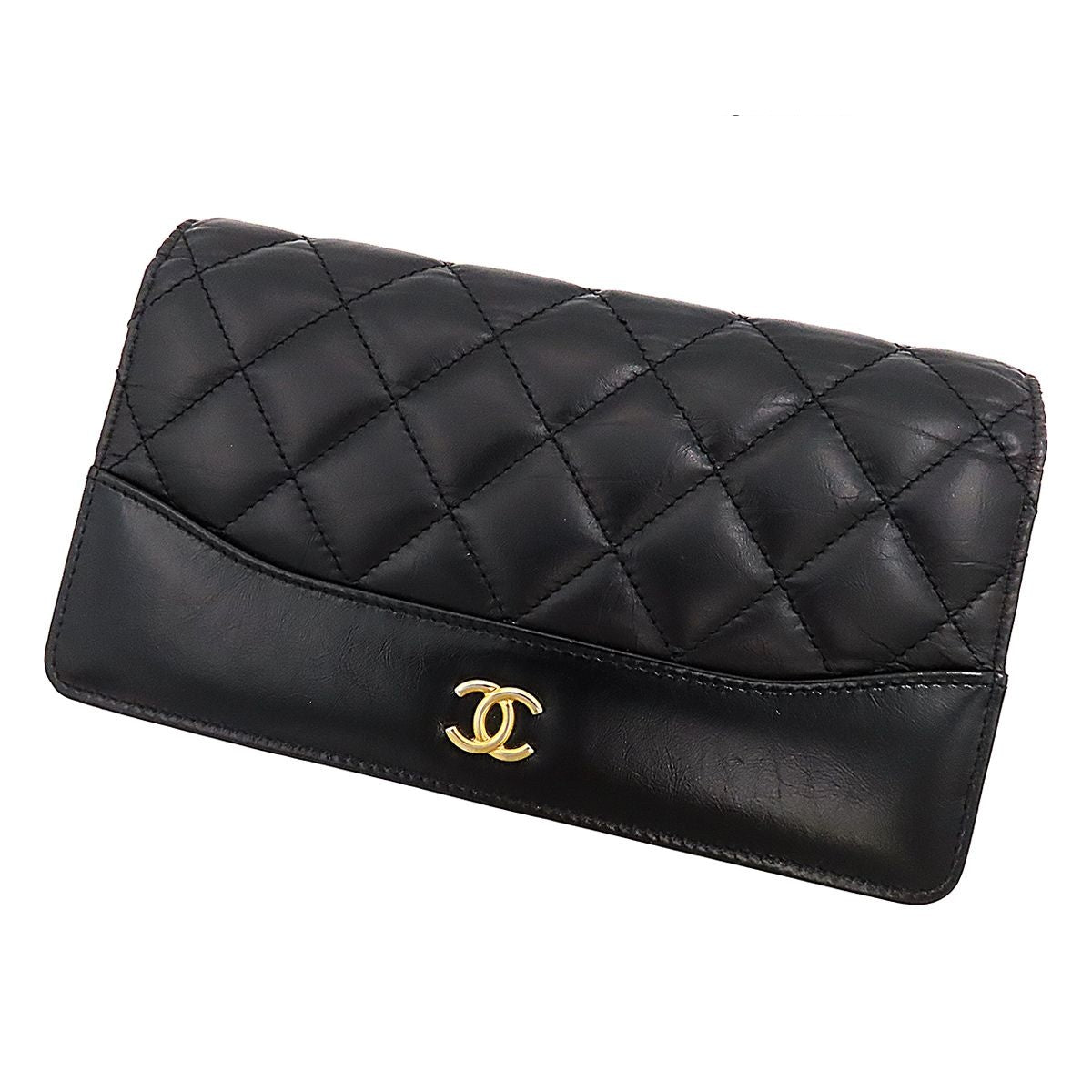 Chanel Bifold Wallet Gabrielle de Chanel Black Gold Lambskin