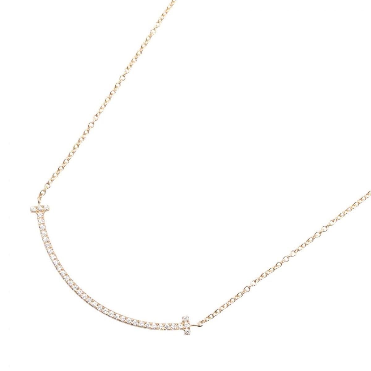 Tiffany & Co Necklace T Smile Small Diamond 40.5 cm 18k Pink Gold