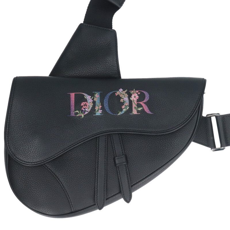 Dior Saddle Floral Logo Leather Saddle Waist Bag Men's