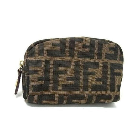 Fendi FF Vintage Zucca Canvas Mini Bag Small Pouch Cosmetic Tan