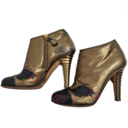 Chanel Short Boots Size 37 C Dark Gold Black Apparel — view 6