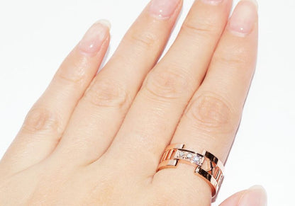 Tiffany & Co Ring 18K Pink Gold Diamond 3P Open Atlas Ring