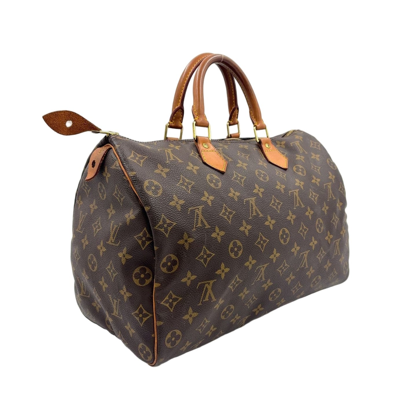 Louis Vuitton Speedy 35 Monogram Leather Brown Handbag Gold — view 2