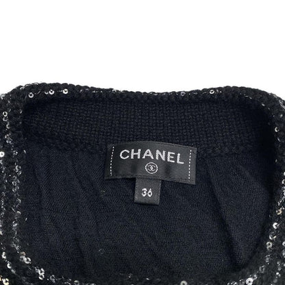 Chanel Cardigan Size 36 S Women - P71576 Black And Silver Cashmere