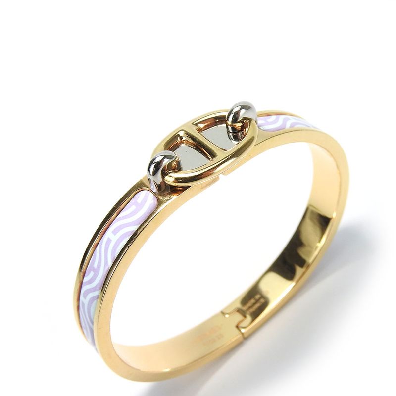 Hermes Bangle Mini Click Chaine D'ancre Metal Gold Silver Purple Bracelet