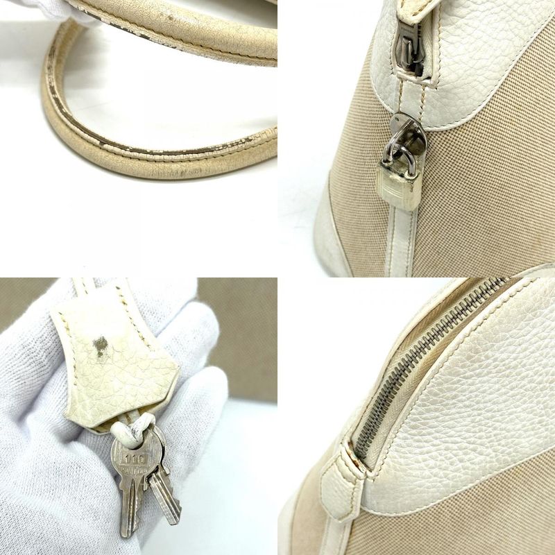 Hermes Handbag Bollide 35 Toile Ash White