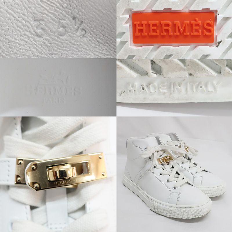 Hermes Sneakers - High Cut Daydream Kelly White Size 35.5 23cm