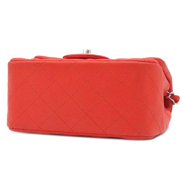 Chanel Shoulder Bag Mini Matelasse Chain Shoulder Lambskin Red Silver Hardware