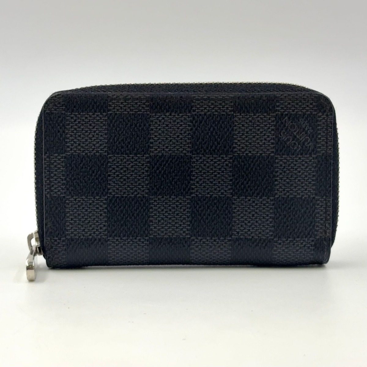 Louis Vuitton Zippy Coin Purse Damier Graphite Black Case Silver