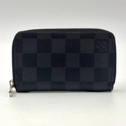 Louis Vuitton Zippy Coin Purse Damier Graphite Black Case Silver