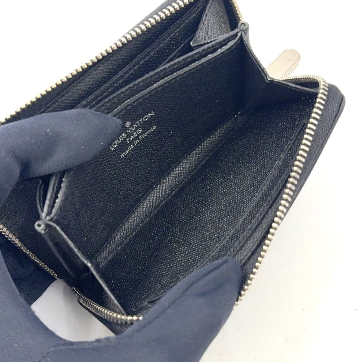 Louis Vuitton Zippy Coin Purse Damier Graphite Black Case Silver — view 6