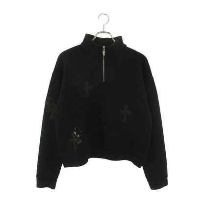 Chrome Hearts Not Calf Hair Leather Cross Patch Half Zip Sweatshirt