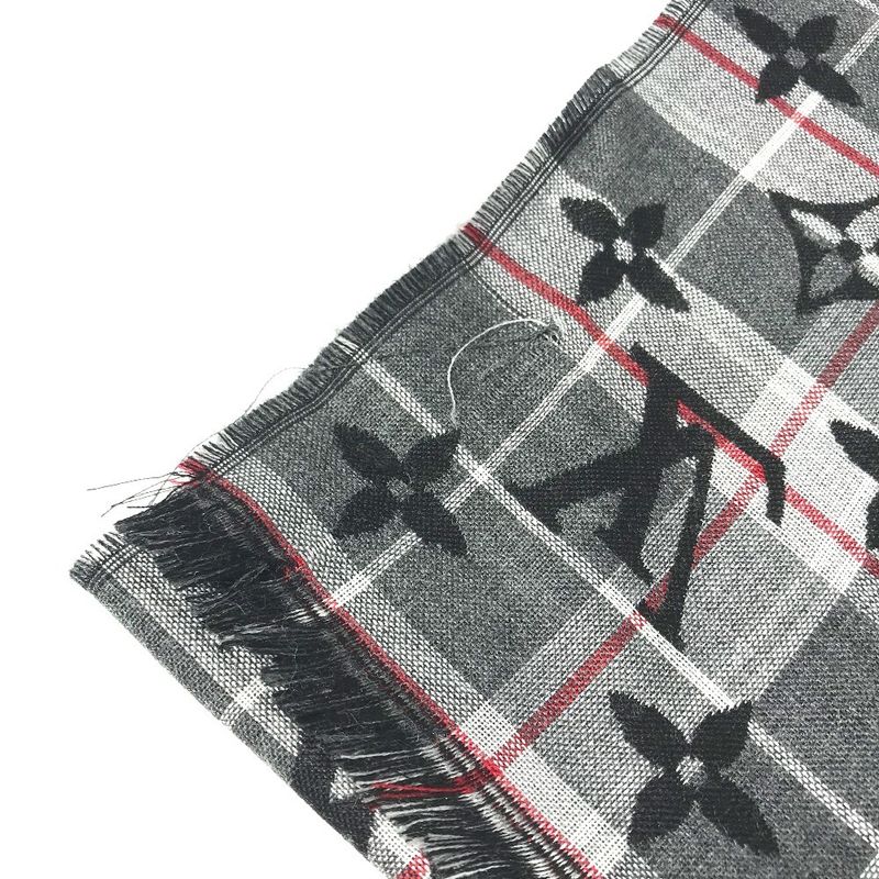 Louis Vuitton Shawl Etoile Check With Louis M76051 Wool Black
