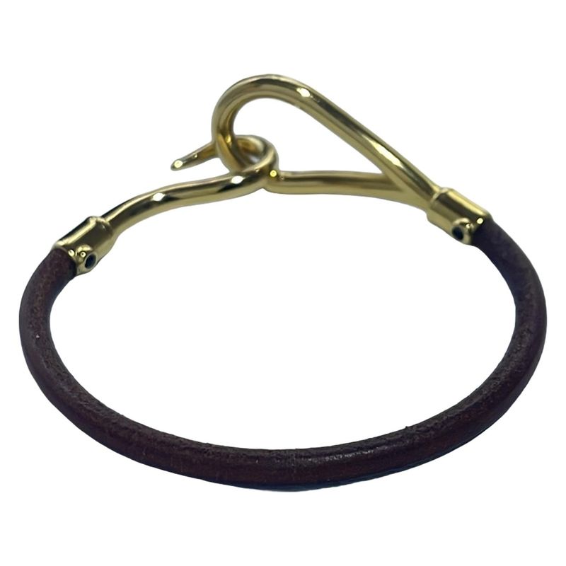 Hermes Bracelet Jumbo Leather Dark Brown Gold Hardware