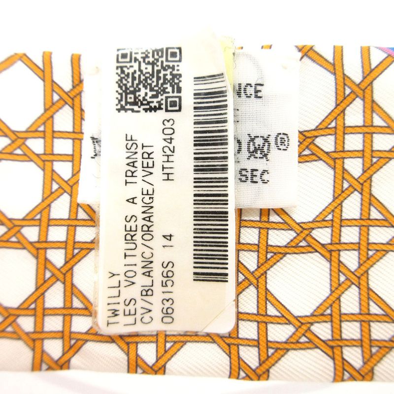Hermes Twilly Folding Covered Wagon Scarf Silk White/orange/veil 0171 Hermes