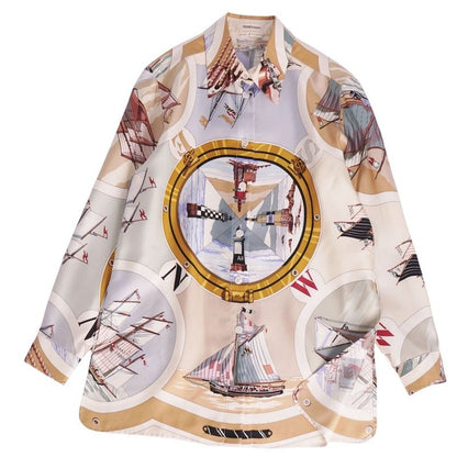 Hermes Margiela Period Shirt Blouse Long Sleeve Silk BE