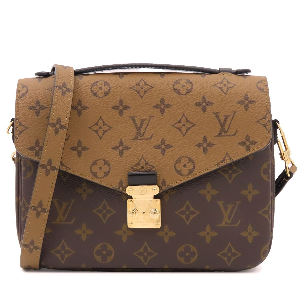 Louis Vuitton Pochette Metis MM Brown Gold Monogram Reverse 2-Way Shoulder Bag