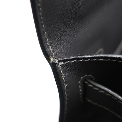 Hermes 2-Way Bag Kelly 28 Outer Stitch Box Calf Graphite Silver Hardware Gray