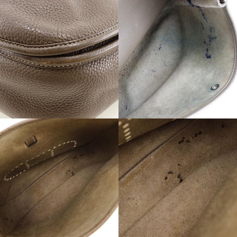 Hermes Evelyn 3 GM Taurillon Clemence Etoupe Silver Hardware □Q Ladies Shoulder